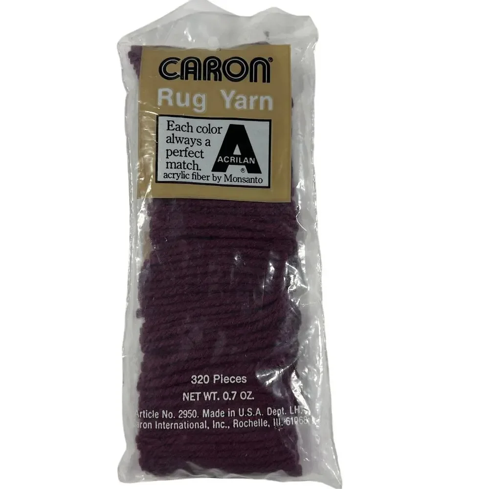 CARON Vintage Rug Yarn Lot 20 Grape 0122 Acrilan Latch Hook 320 Pieces Sealed
